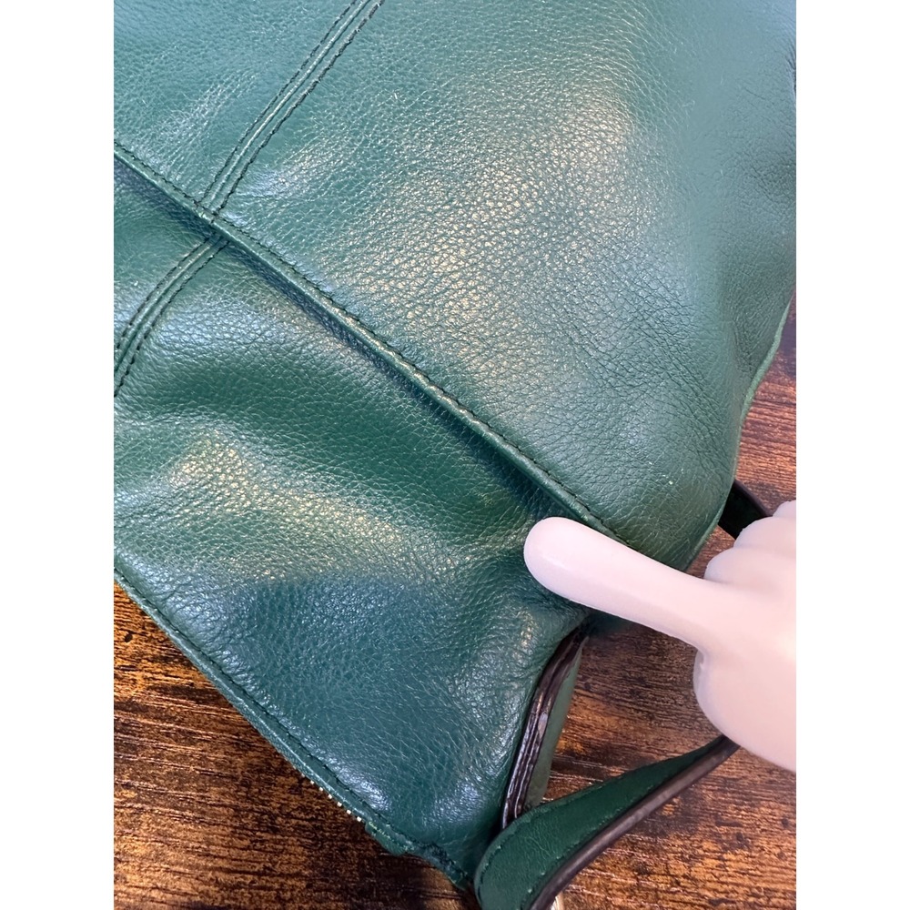B. Makowsky Turn Lock Shoulder Bag Genuine Pebbled Leather Green Crossbody Purse - Picture 9 of 16